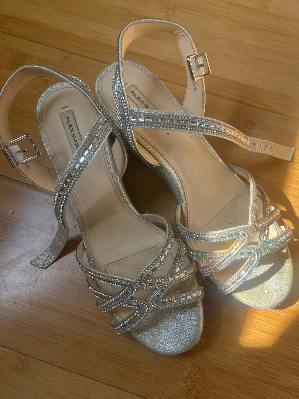 Alex Marie Silver Glitter Sandals